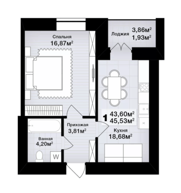 Sale 1 bedroom-(s) apartment 45 sq. m., Ruslana Plokhodka Street 5