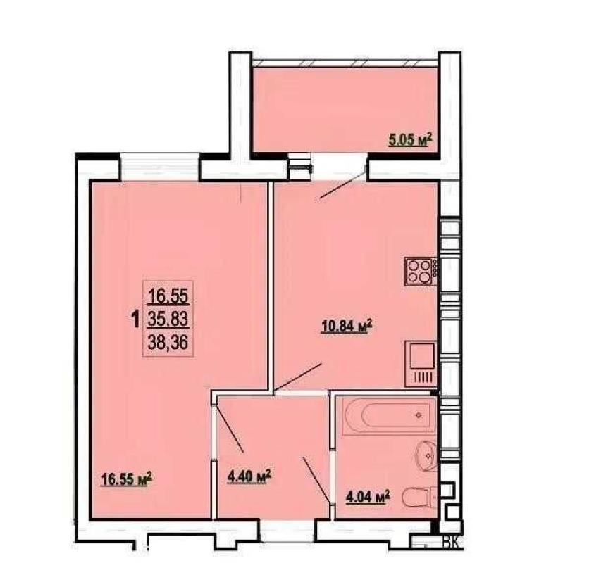 Sale 1 bedroom-(s) apartment 38 sq. m., Poltavsky Shlyakh Street
