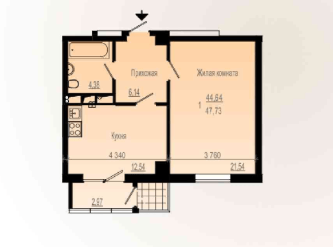 Sale 1 bedroom-(s) apartment 47 sq. m., Klochkivska Street 117