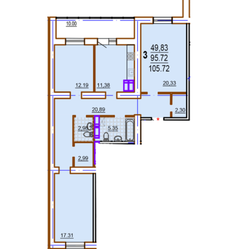 Sale 3 bedroom-(s) apartment 105 sq. m., Shekspira Lane