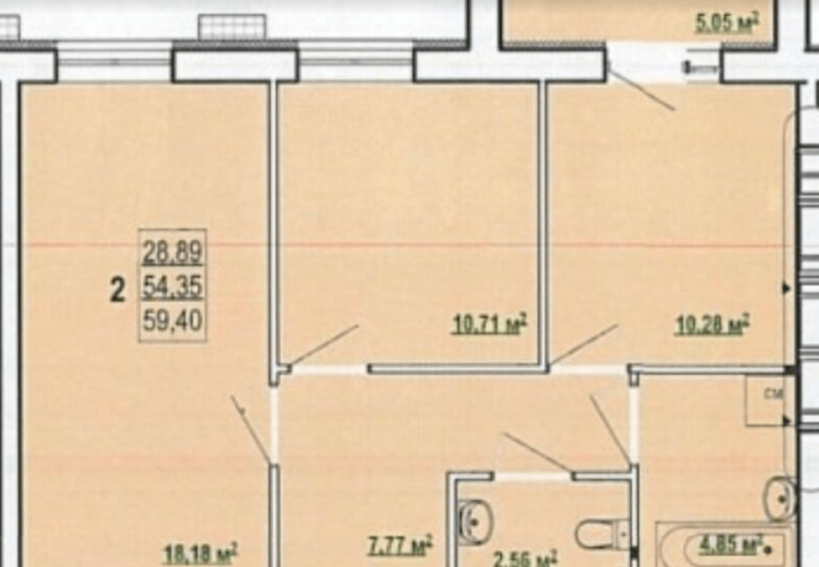 Продаж 2 кімнатної квартири 57 кв. м, Перемоги просп. 86