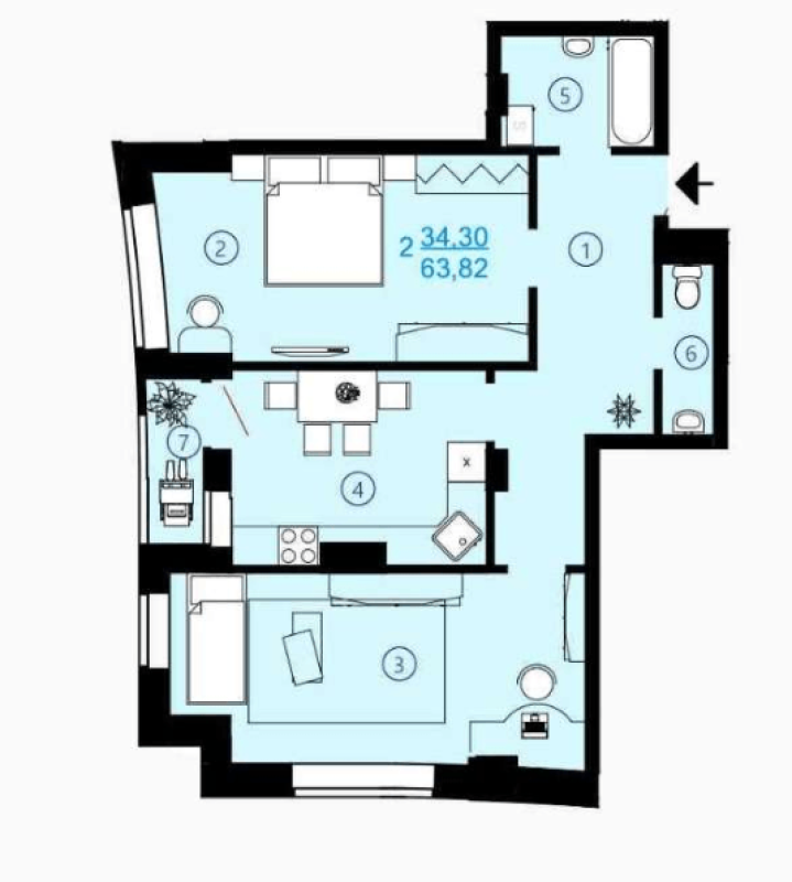 Sale 2 bedroom-(s) apartment 64 sq. m., Hvardiytsiv-Shyronintsiv Street 68