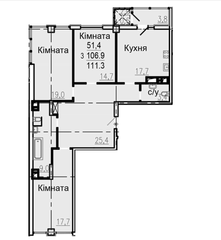 Sale 3 bedroom-(s) apartment 111 sq. m., Aviatsiyna Street