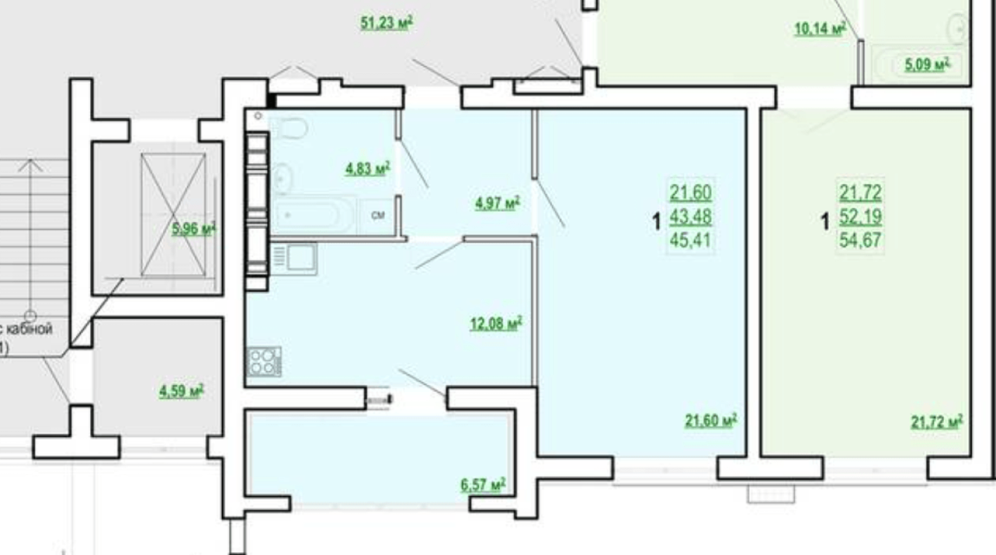 Sale 1 bedroom-(s) apartment 45 sq. m., Poltavsky Shlyakh Street