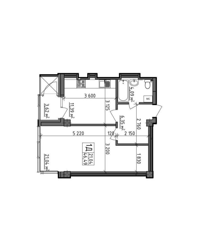 Sale 1 bedroom-(s) apartment 46 sq. m., Akademika Pavlova Street 309б