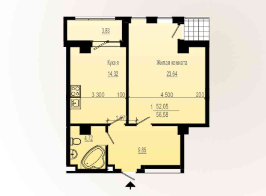 Sale 1 bedroom-(s) apartment 57 sq. m., Klochkivska Street 117