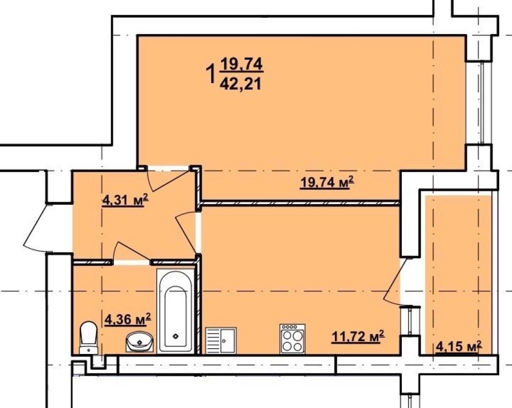 Продаж 1 кімнатної квартири 42 кв. м, Героїв Харкова просп.