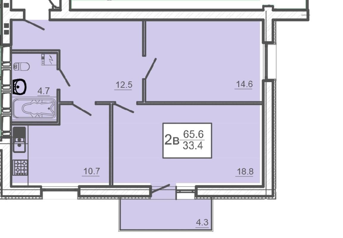 Sale 2 bedroom-(s) apartment 65 sq. m., Heroiv Pratsi Street