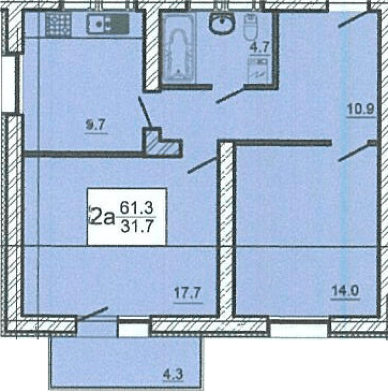Sale 2 bedroom-(s) apartment 61 sq. m., Heroiv Pratsi Street