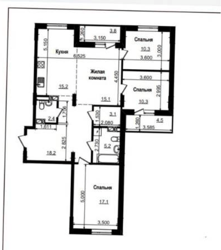 Sale 3 bedroom-(s) apartment 103 sq. m., Petra Hryhorenka Avenue (Marshala Zhukova Avenue) 2