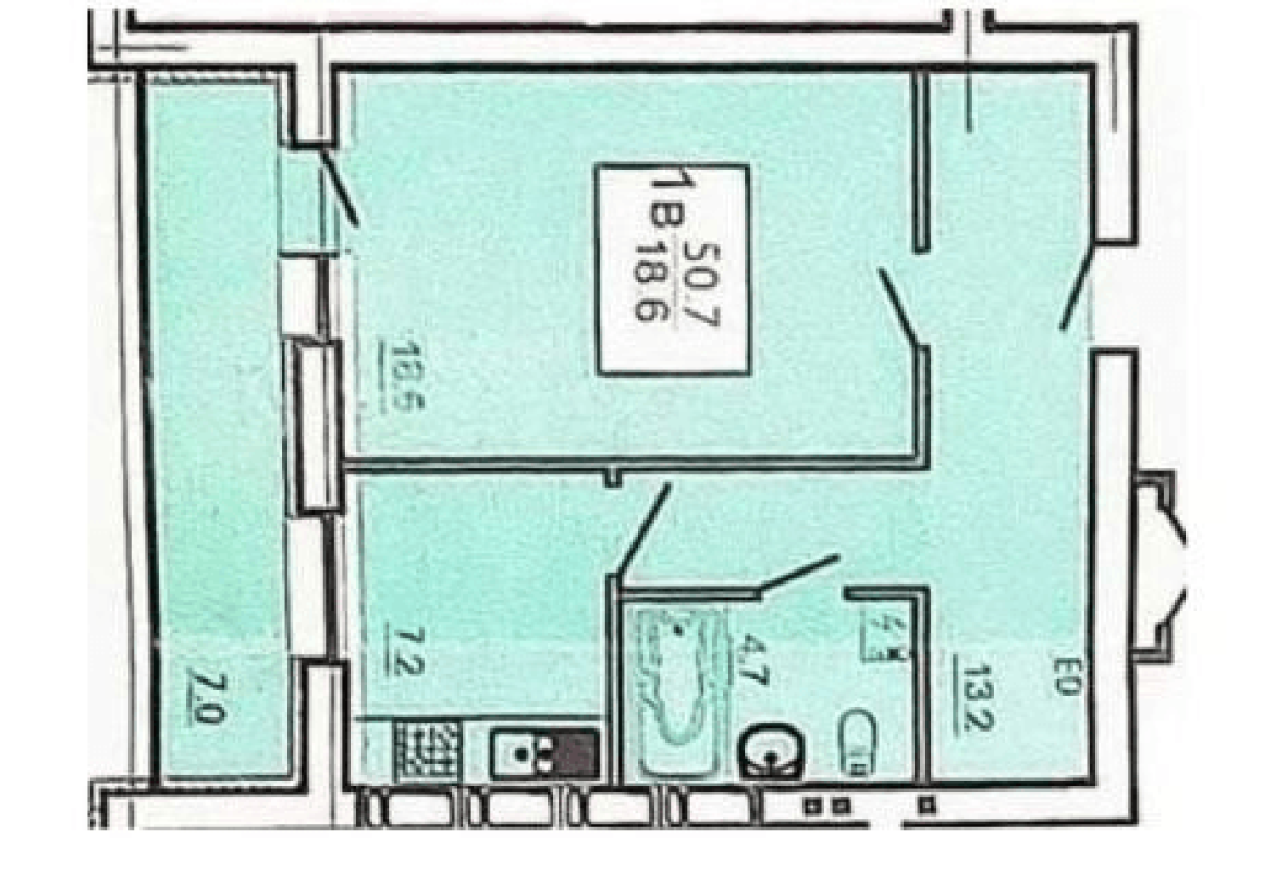 Sale 1 bedroom-(s) apartment 50 sq. m., Heroiv Pratsi Street