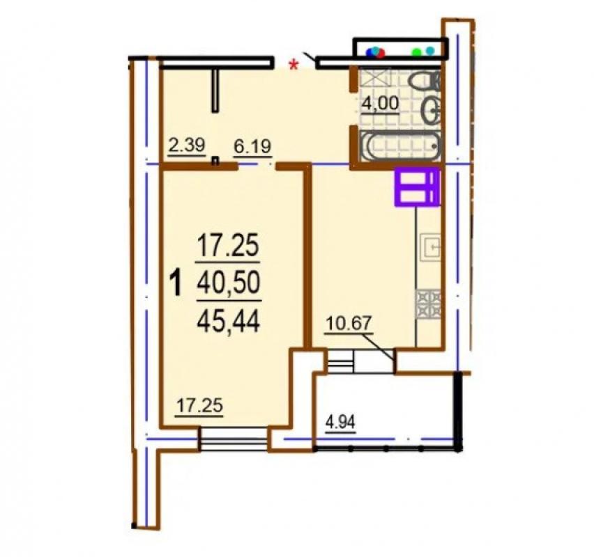 Sale 1 bedroom-(s) apartment 45.44 sq. m., Shekspira Lane