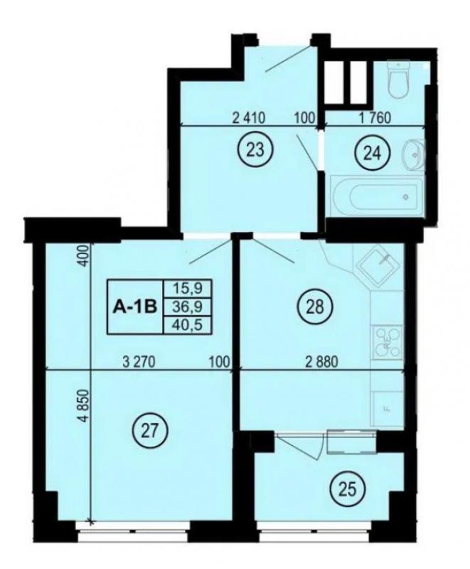 Продаж 1 кімнатної квартири 40.5 кв. м, Героїв Харкова просп. 95