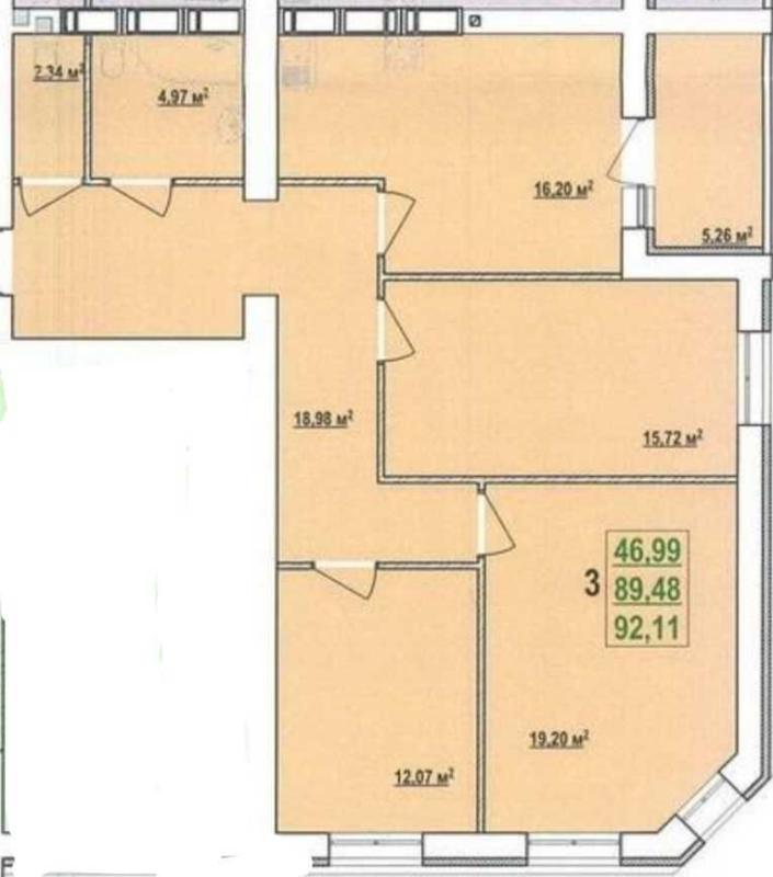 Sale 3 bedroom-(s) apartment 92 sq. m., Zalyvna Street 2