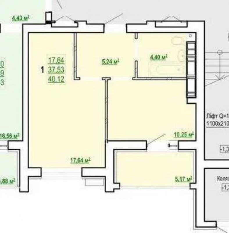 Sale 1 bedroom-(s) apartment 40.12 sq. m., Poltavsky Shlyakh Street