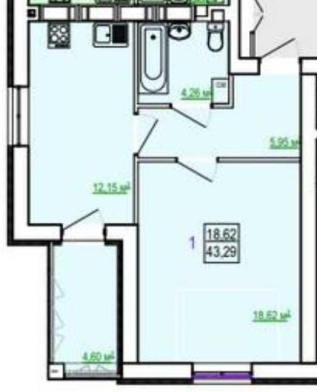 Sale 1 bedroom-(s) apartment 44 sq. m., Poltavsky Shlyakh Street