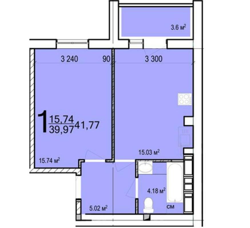 Sale 1 bedroom-(s) apartment 41 sq. m., Akademika Barabashova Street 12