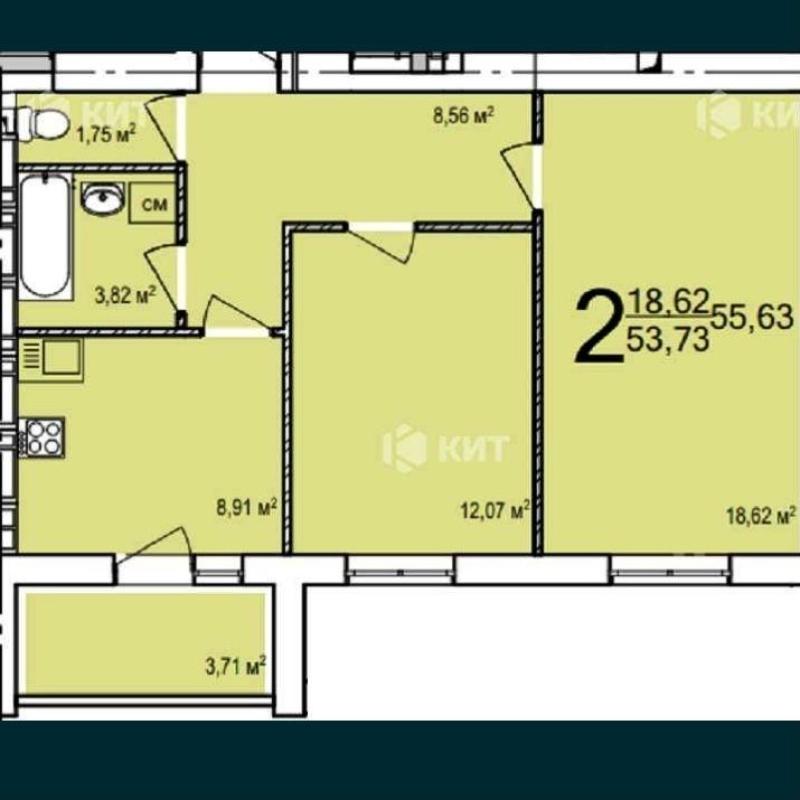 Sale 2 bedroom-(s) apartment 56 sq. m., Akademika Barabashova Street 10б