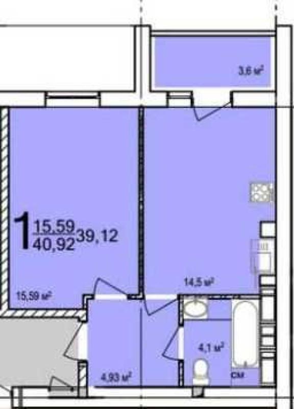 Sale 1 bedroom-(s) apartment 40 sq. m., Shevchenkivskyi Lane 38