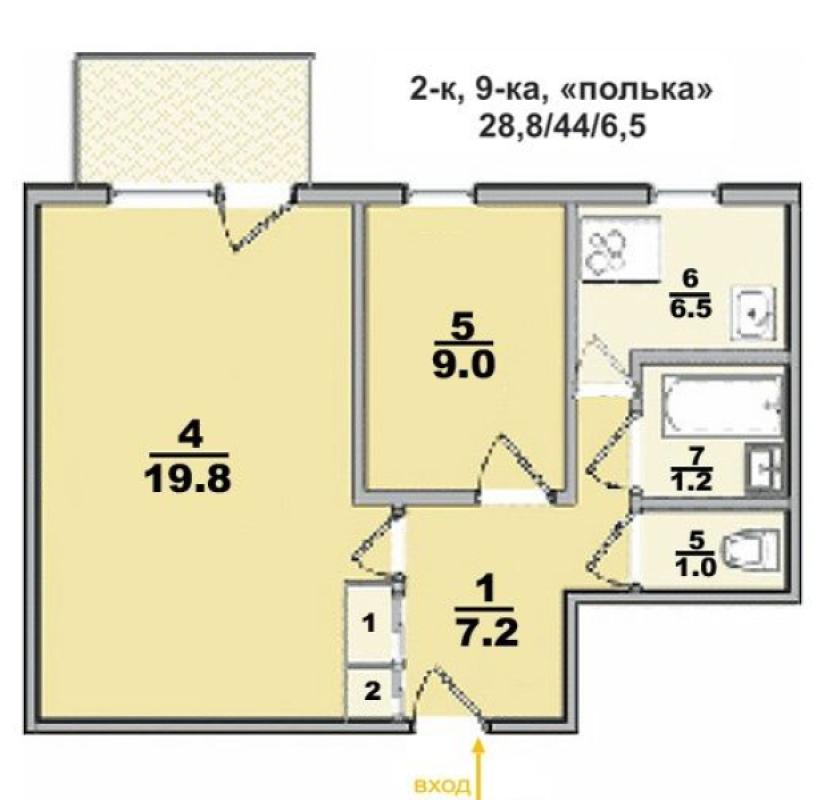 Продажа 2 комнатной квартиры 44 кв. м, Юбилейный просп. 68