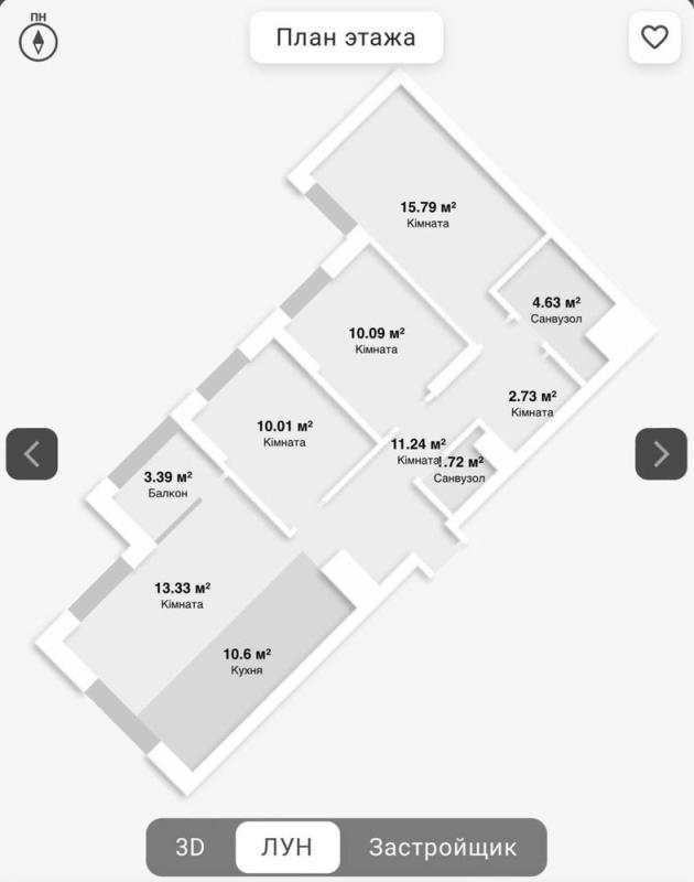 Sale 3 bedroom-(s) apartment 84 sq. m., Dniprovska Embarkment 18а