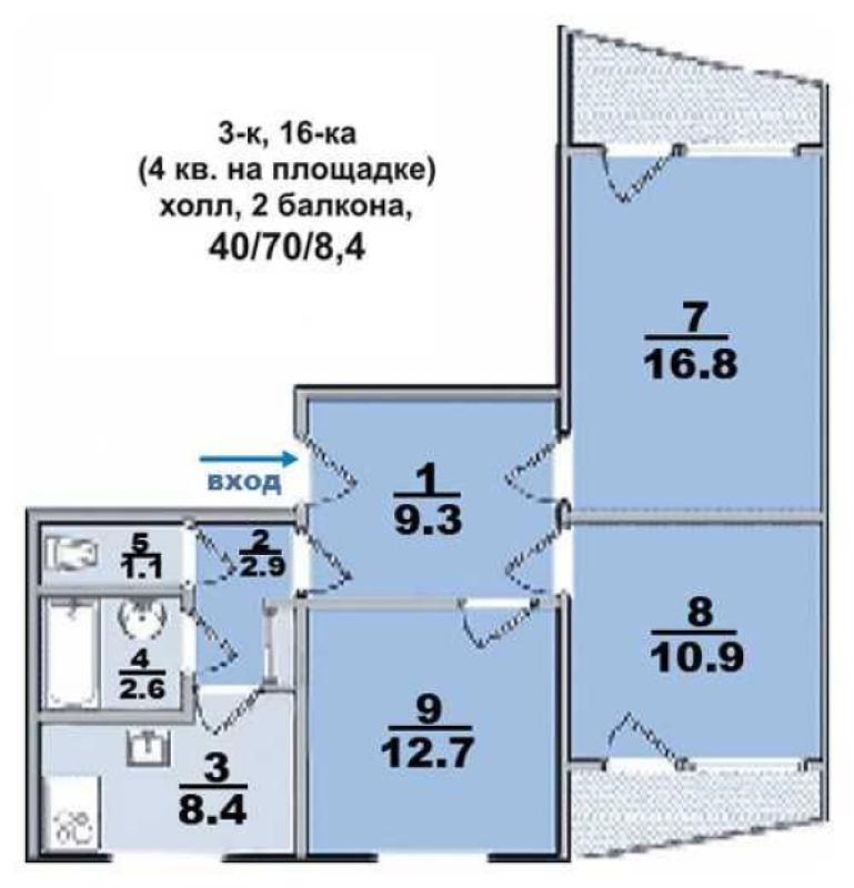 Sale 3 bedroom-(s) apartment 70 sq. m., Ushakova Street 8а