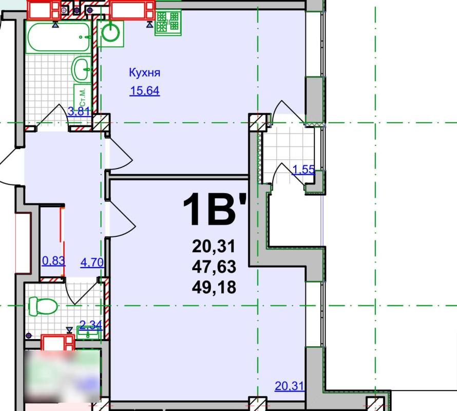 Sale 1 bedroom-(s) apartment 49 sq. m., Orenburzka Street