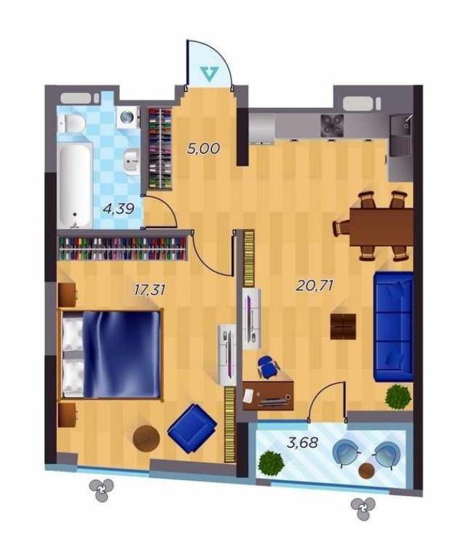 Sale 1 bedroom-(s) apartment 51 sq. m., Sholudenka Street