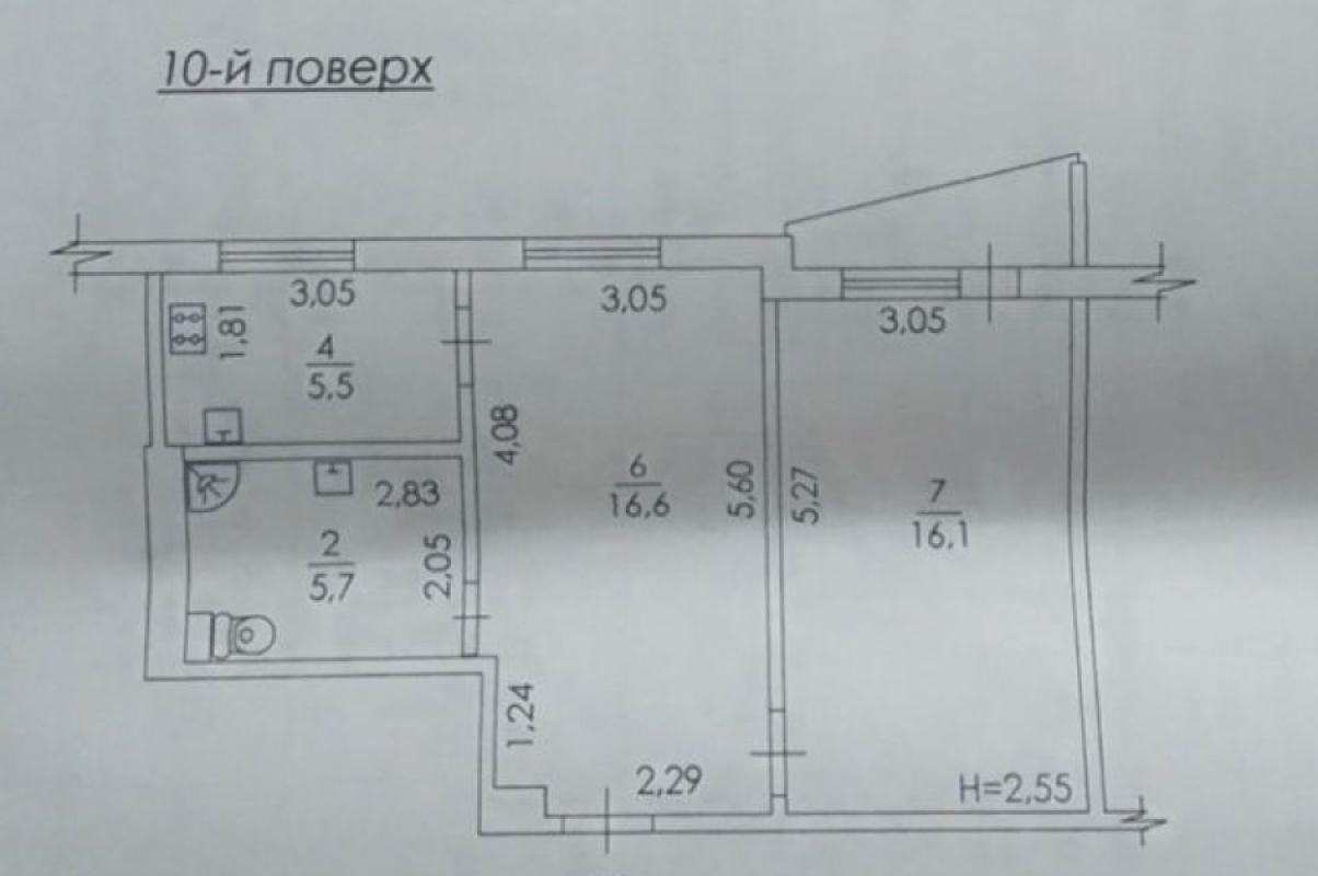 Sale 2 bedroom-(s) apartment 44 sq. m., Akademika Barabashova Street 38а