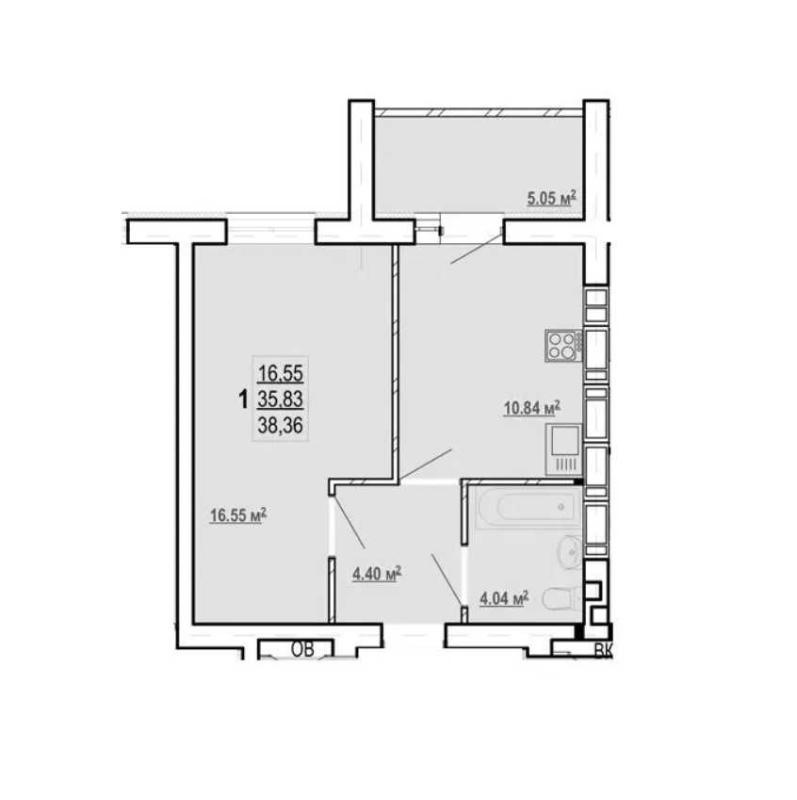 Sale 1 bedroom-(s) apartment 38 sq. m., Peremohy Avenue 86
