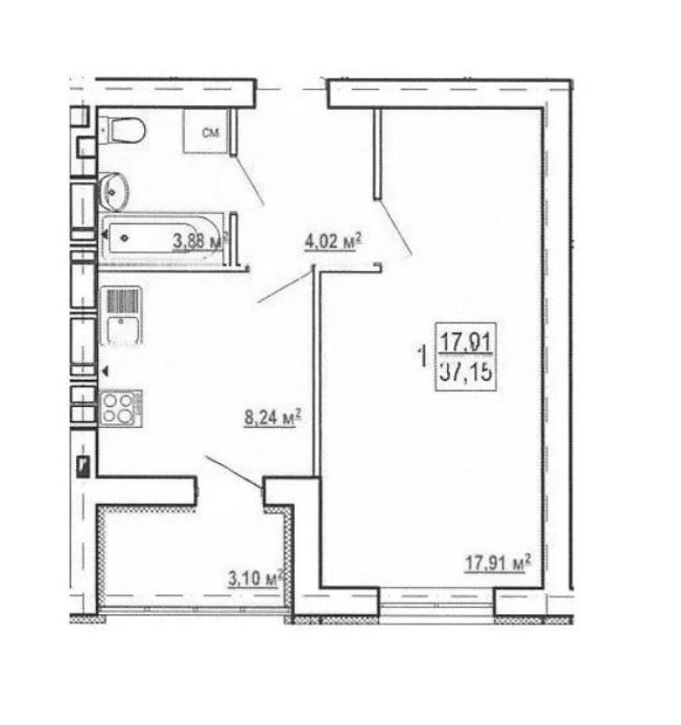 Sale 1 bedroom-(s) apartment 36 sq. m., Shevchenka Street