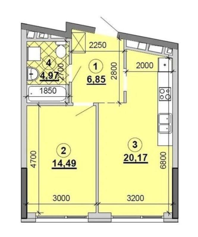 Sale 1 bedroom-(s) apartment 47 sq. m., Dniprovska Embarkment