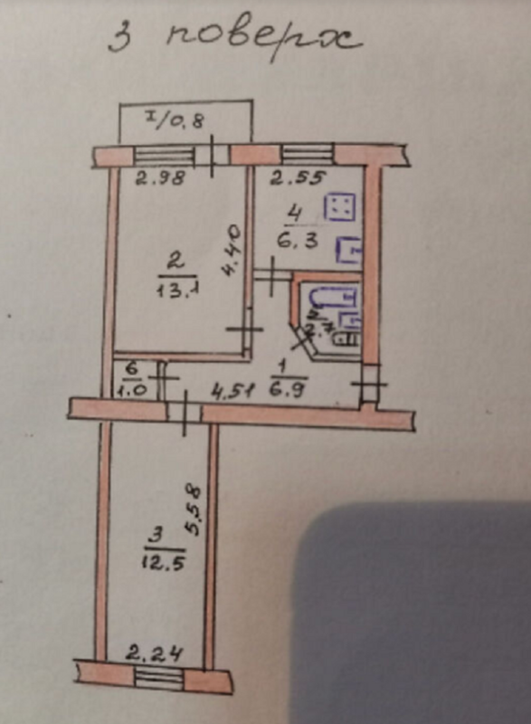 Sale 2 bedroom-(s) apartment 44 sq. m., Zamkova Street