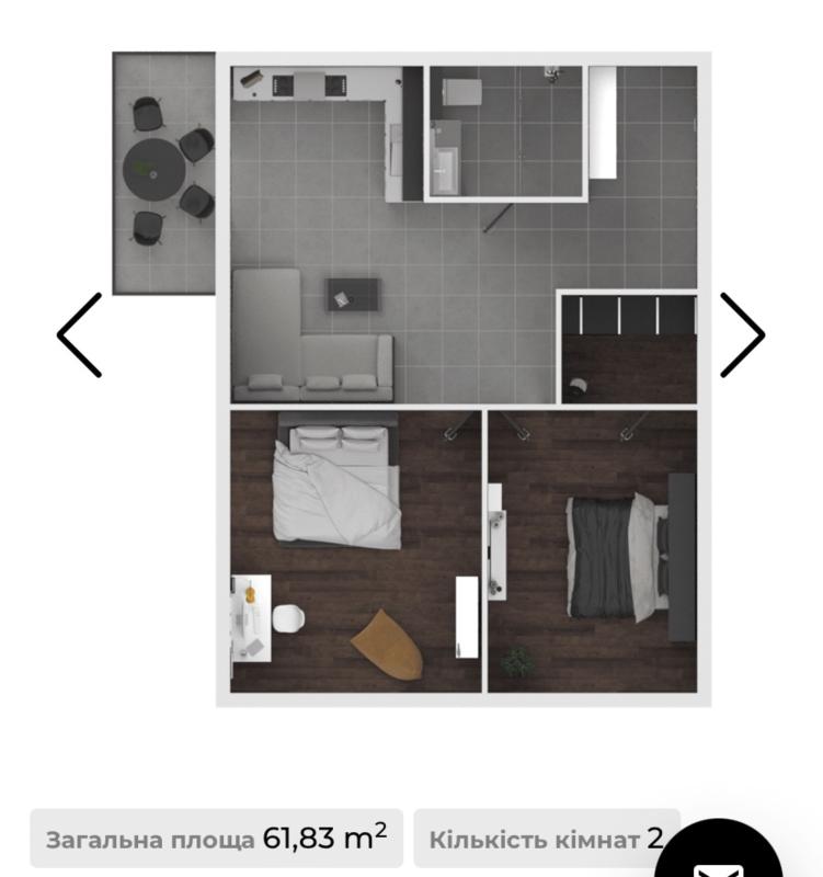 Sale 2 bedroom-(s) apartment 62 sq. m., Za Rudkoyu Lane (Krupskoi Lane) 2