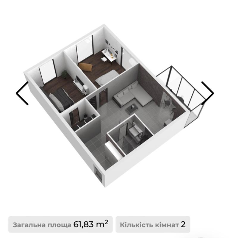 Sale 2 bedroom-(s) apartment 62 sq. m., Za Rudkoyu Lane (Krupskoi Lane) 2