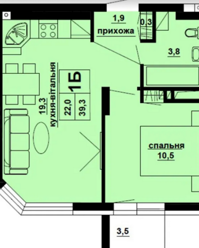 Sale 1 bedroom-(s) apartment 41 sq. m., Mykulynetska Street