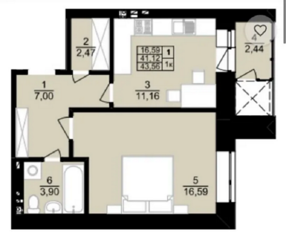 Sale 1 bedroom-(s) apartment 46 sq. m., Tekstylna Street 1