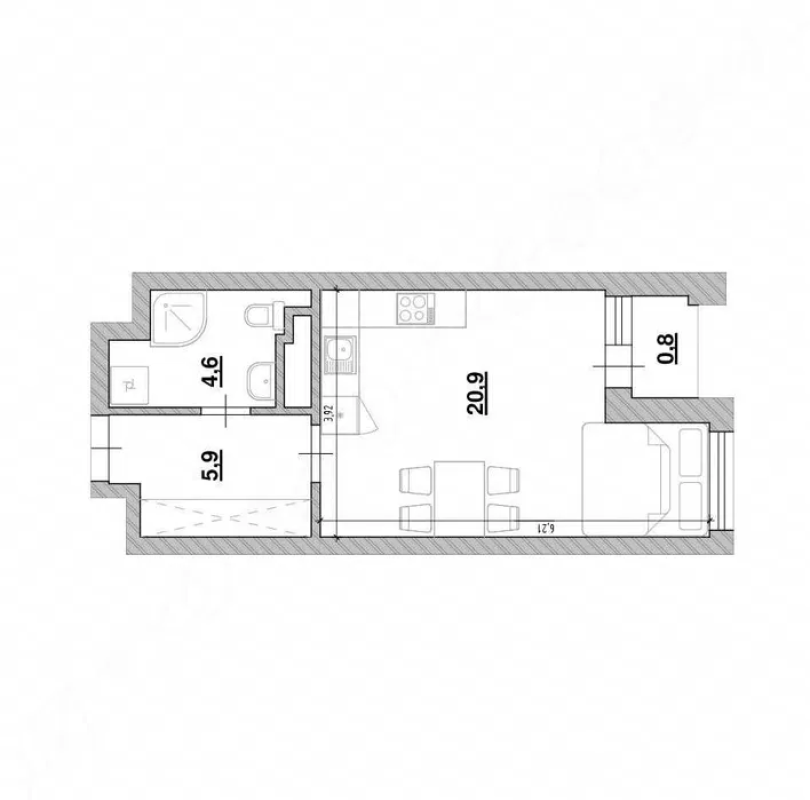 Sale 1 bedroom-(s) apartment 32.2 sq. m., Rostyslavska street (Marshala Rybalko Street) 5б