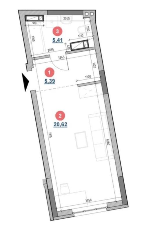 Sale 1 bedroom-(s) apartment 32 sq. m., Dniprovska Embarkment