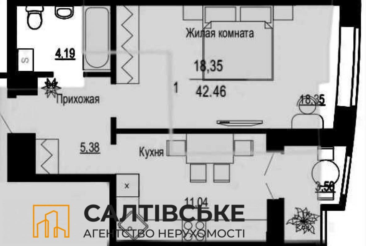 Sale 1 bedroom-(s) apartment 42 sq. m., Hvardiytsiv-Shyronintsiv Street 70