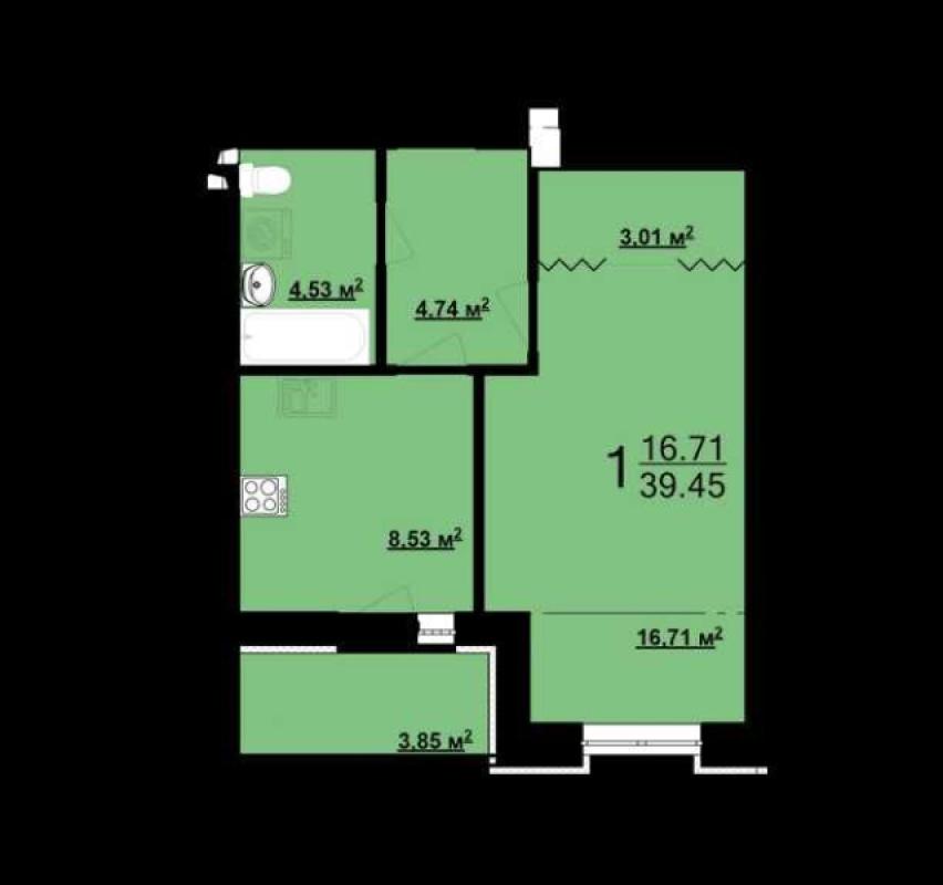 Sale 1 bedroom-(s) apartment 40 sq. m., Myru Street 5Б