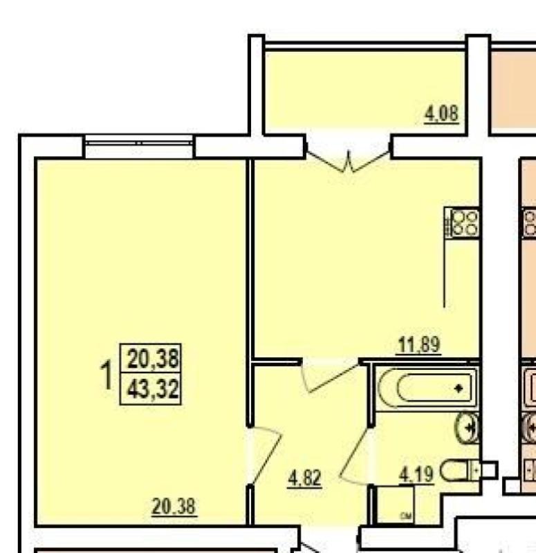 Sale 1 bedroom-(s) apartment 43 sq. m., Niutona Street 106