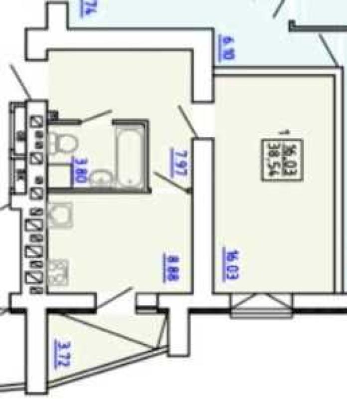 Sale 1 bedroom-(s) apartment 38 sq. m., Iskrynsky Lane
