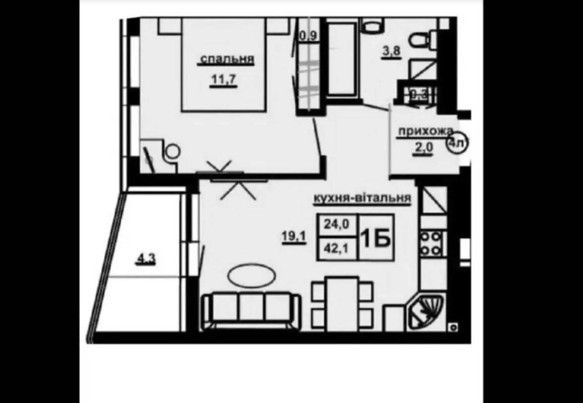 Sale 1 bedroom-(s) apartment 40 sq. m., Yuliana Opilskoho Street 2