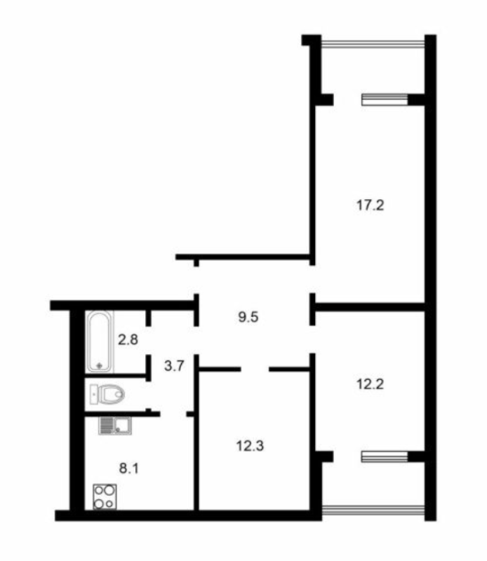 Продаж 3 кімнатної квартири 72 кв. м, Анни Ахматової вул. 43