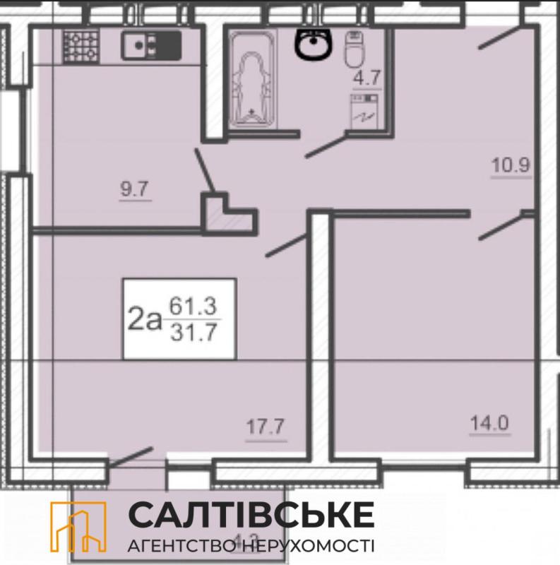 Sale 2 bedroom-(s) apartment 61 sq. m., Heroiv Pratsi Street