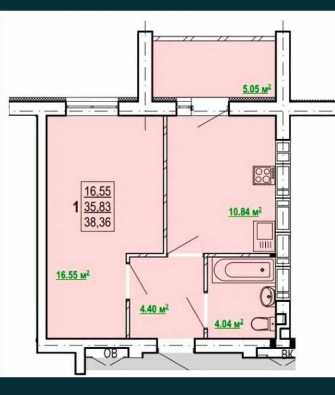 Sale 1 bedroom-(s) apartment 36 sq. m., Peremohy Avenue 86
