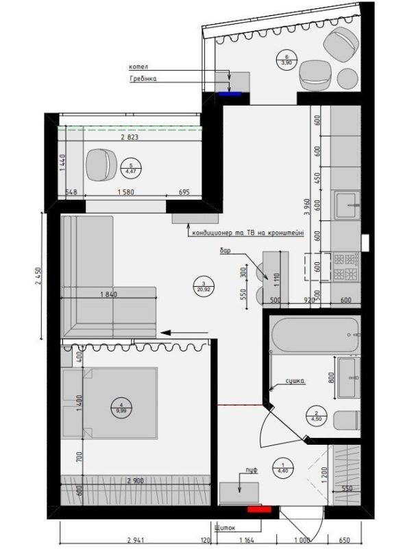 Продажа 1 комнатной квартиры 47 кв. м, Лосевский пер. 2