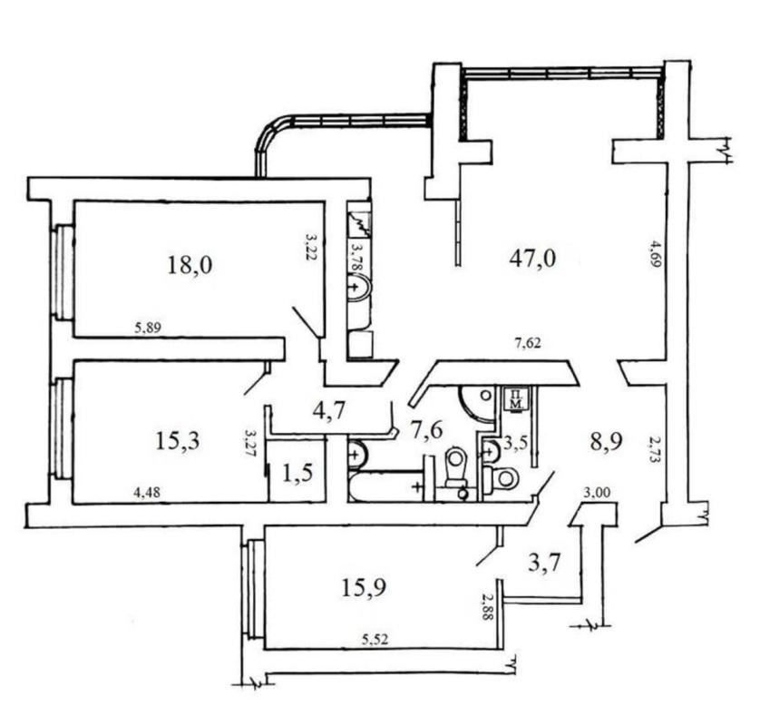 Long term rent 4 bedroom-(s) apartment Lesi Ukrainky Boulevard 21А