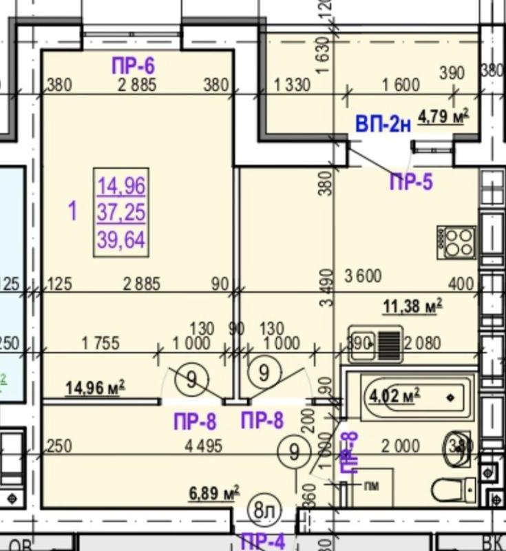 Продаж 1 кімнатної квартири 39 кв. м, Валентинівська вул. (Блюхера)